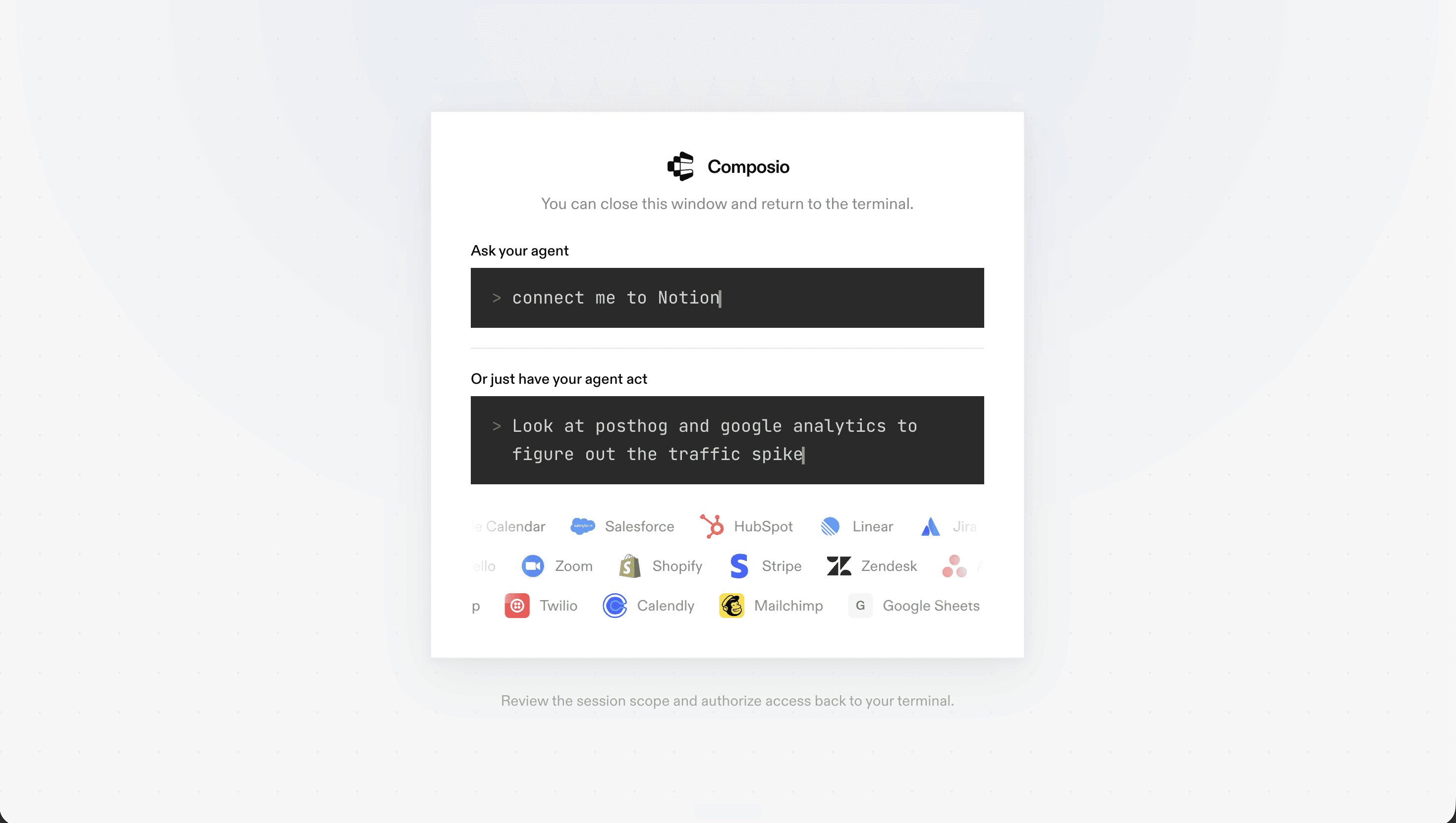 Composio Connect Confirmation Connected