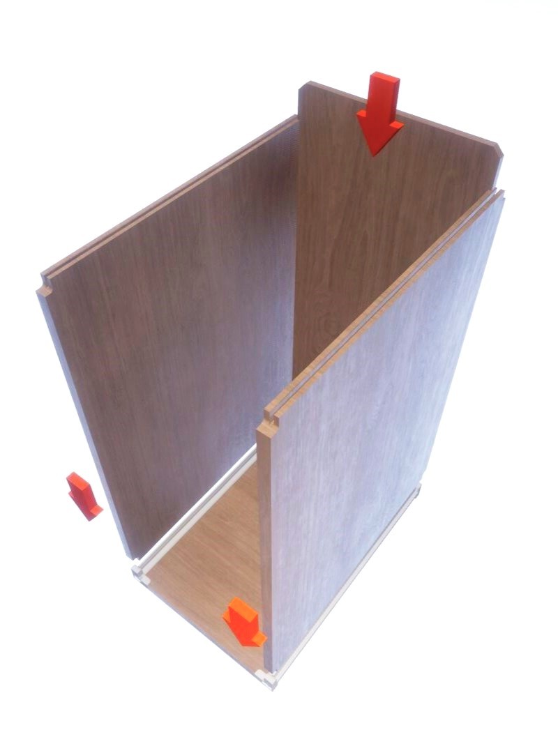 Colorful array of various colored rectangular shelf supports, including red, orange, and blue.
