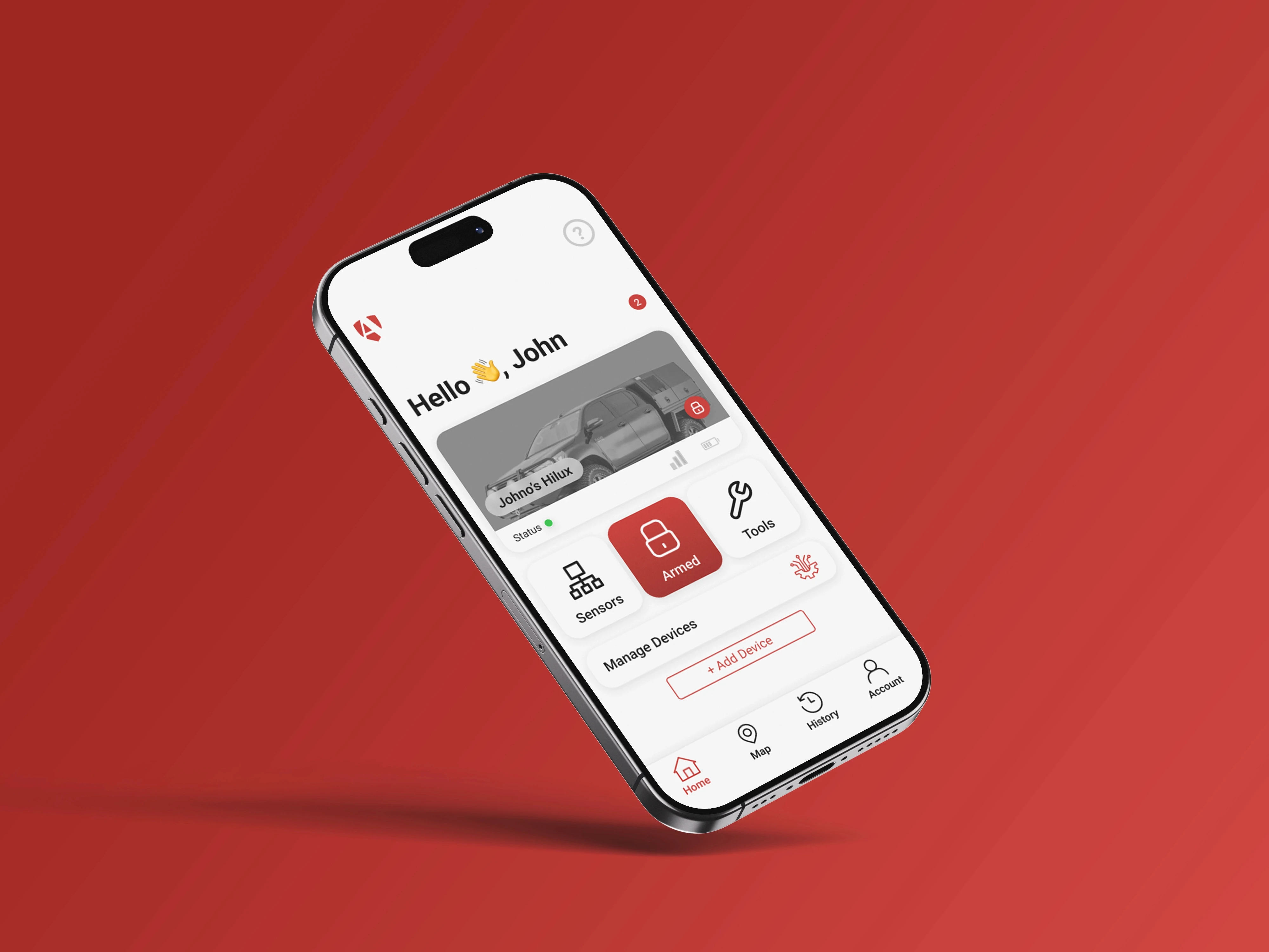 Mobile views presenting a dashboard and home screen
