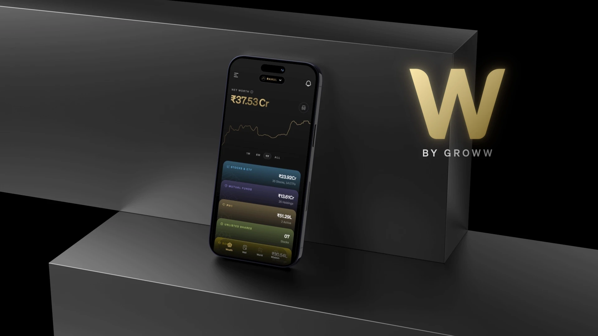 Animated typography and graphics designed for Groww social media content