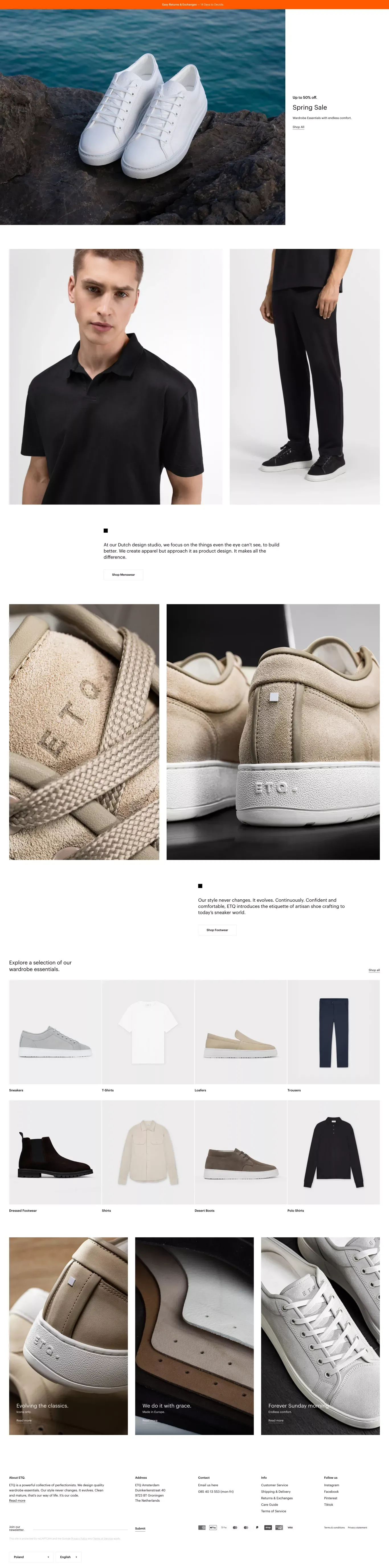 ETQ Amsterdam Online Store - Wardrobe Es ecommerce page screenshot showcasing Fashion design
