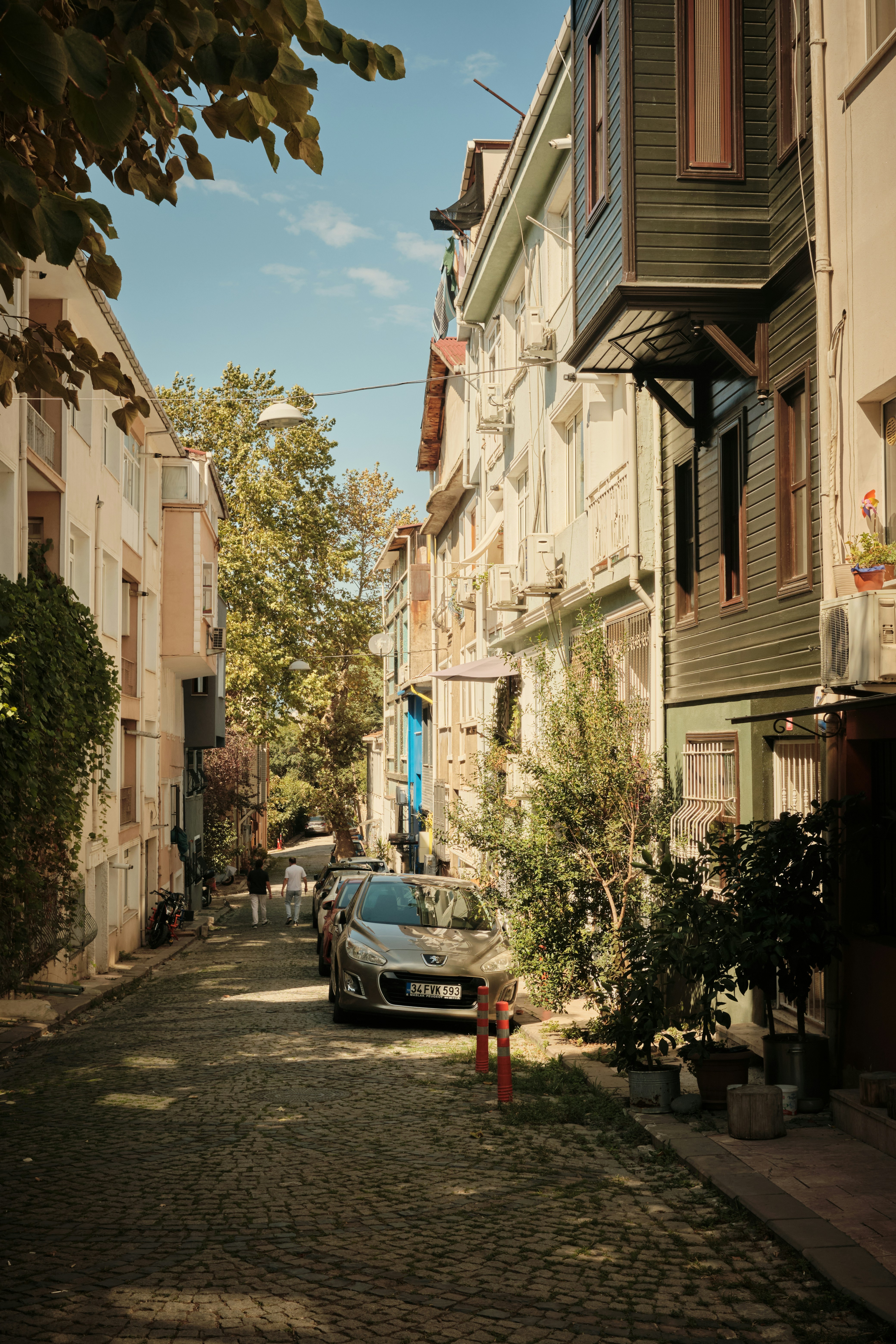 A car parked on the side of a street
