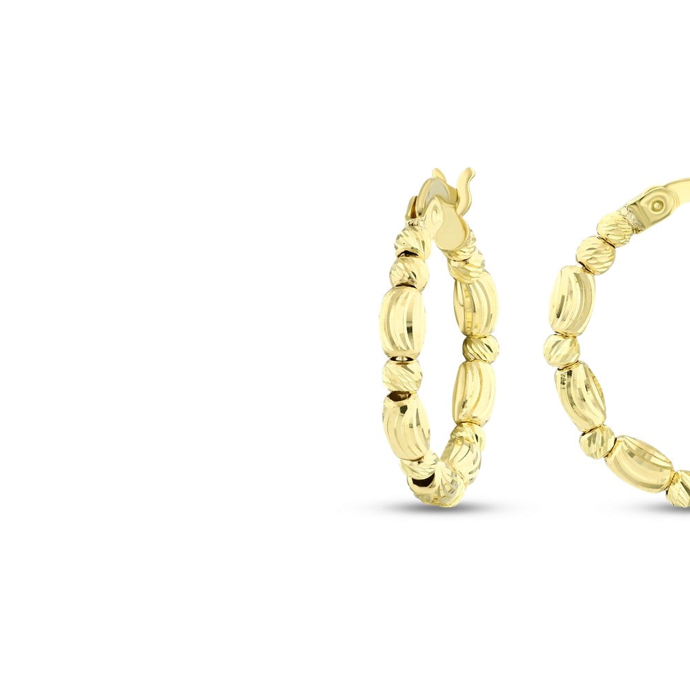 Zarif 14 Ayar Sarı Altın Burgu Desenli Halka Küpe