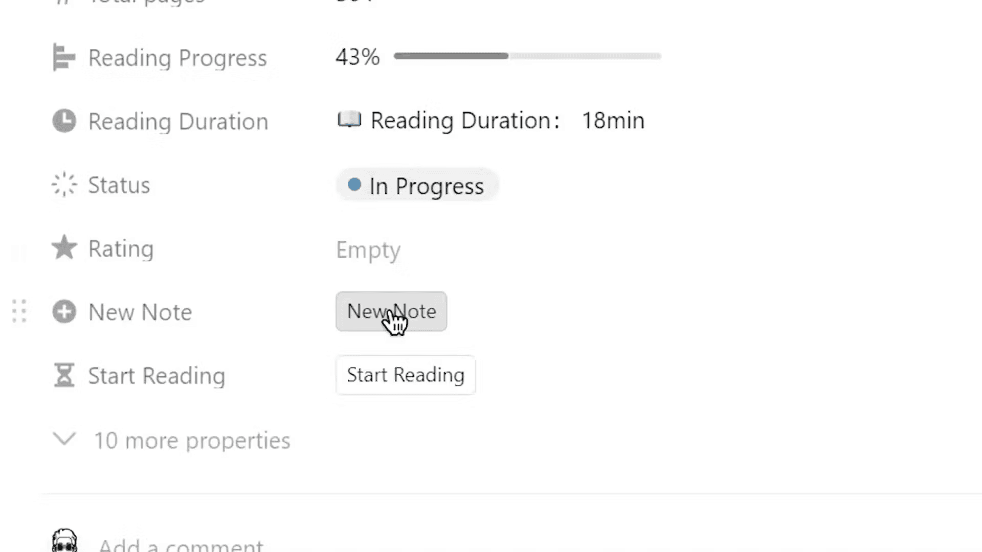 Image demonstrating how to add a new reading note.