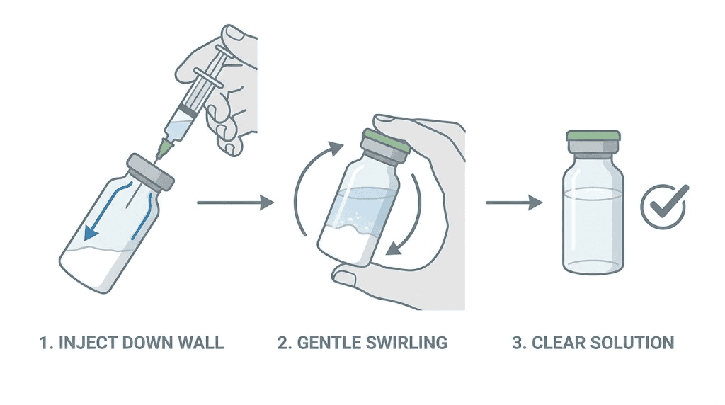 Peptide reconstitution technique step by step