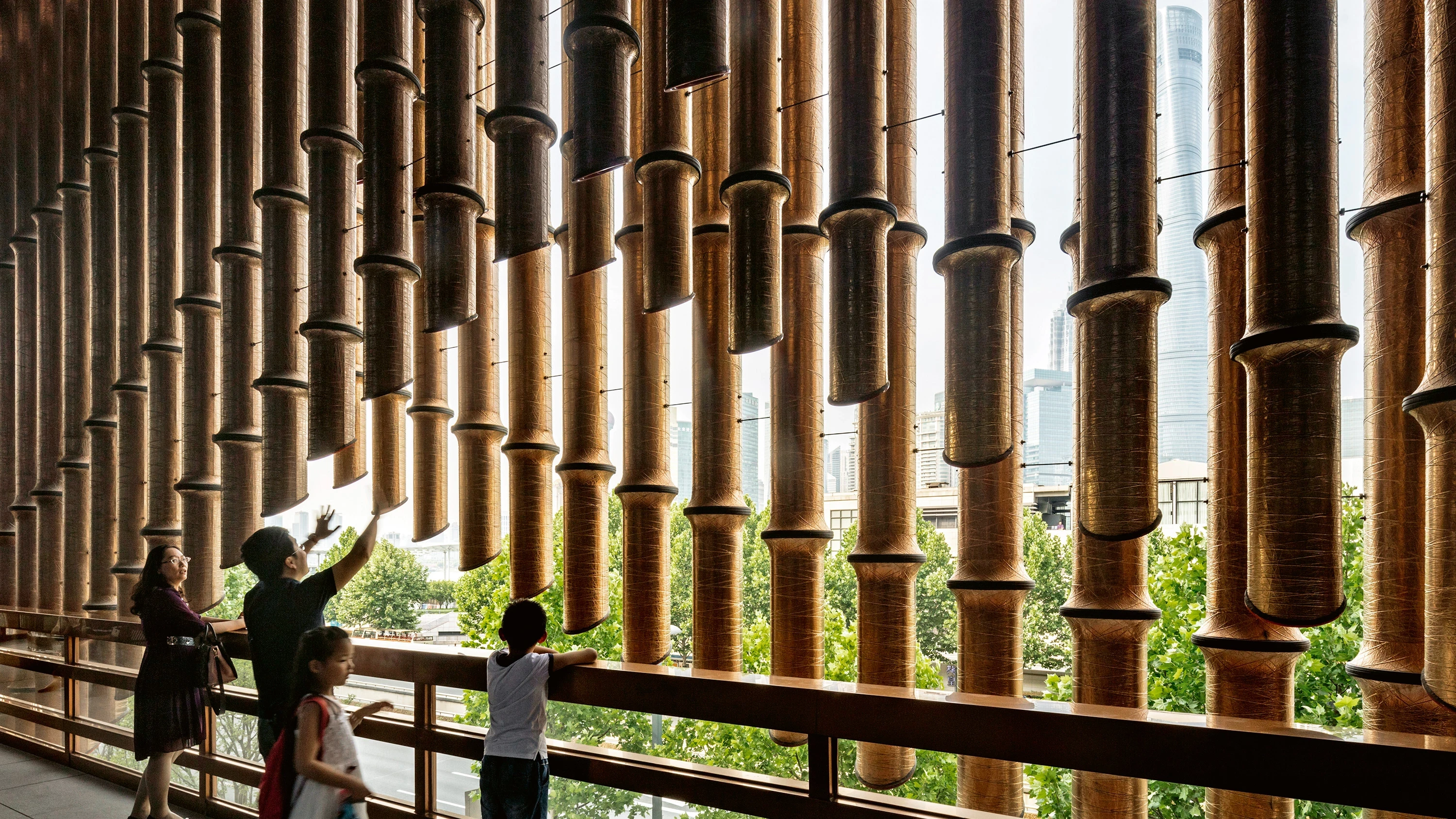 Close up of Bund financial centre building in Shanghai.