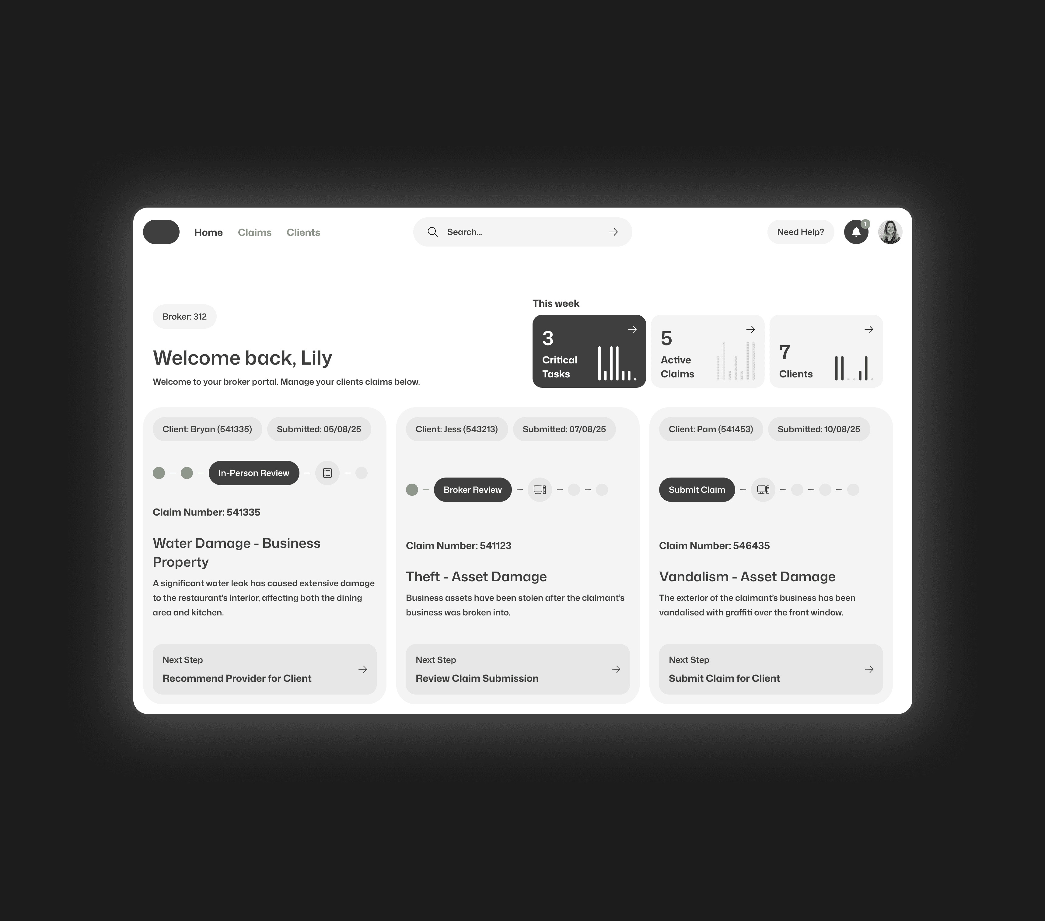 Broker portal home page