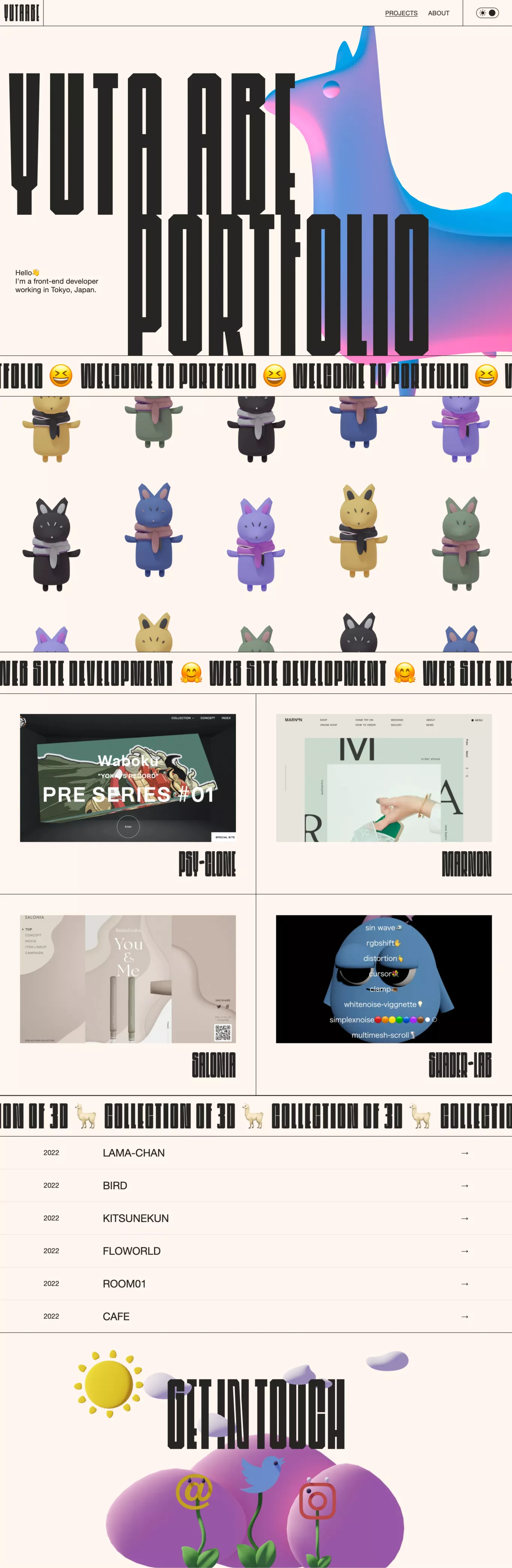 Yuta Abe - Portfolio 2023 portfolio page screenshot showcasing Tech design