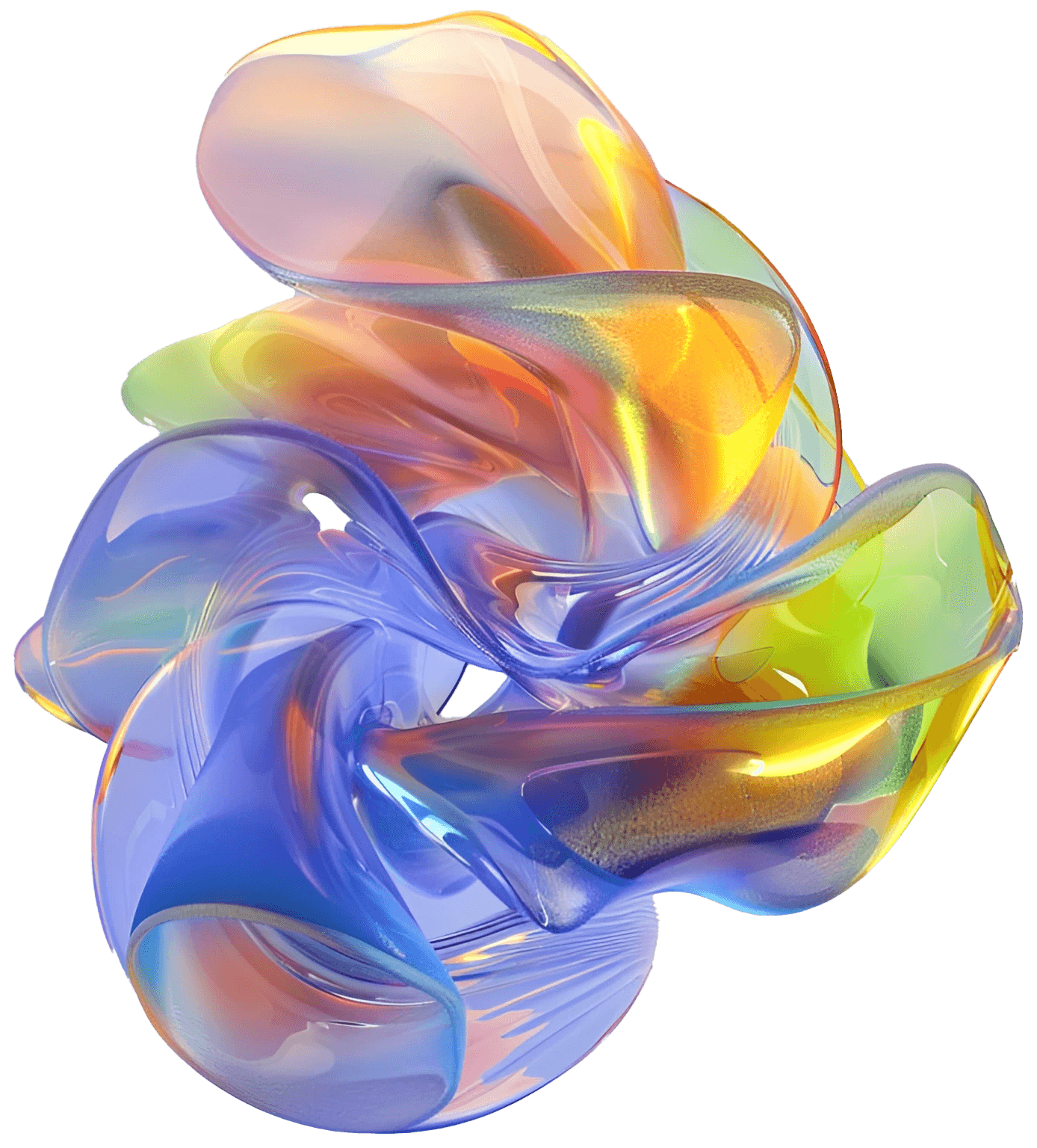 Vibrantly coloured abstract swirling object to represent the blend of innovative technology, strategy, design and digital experiences