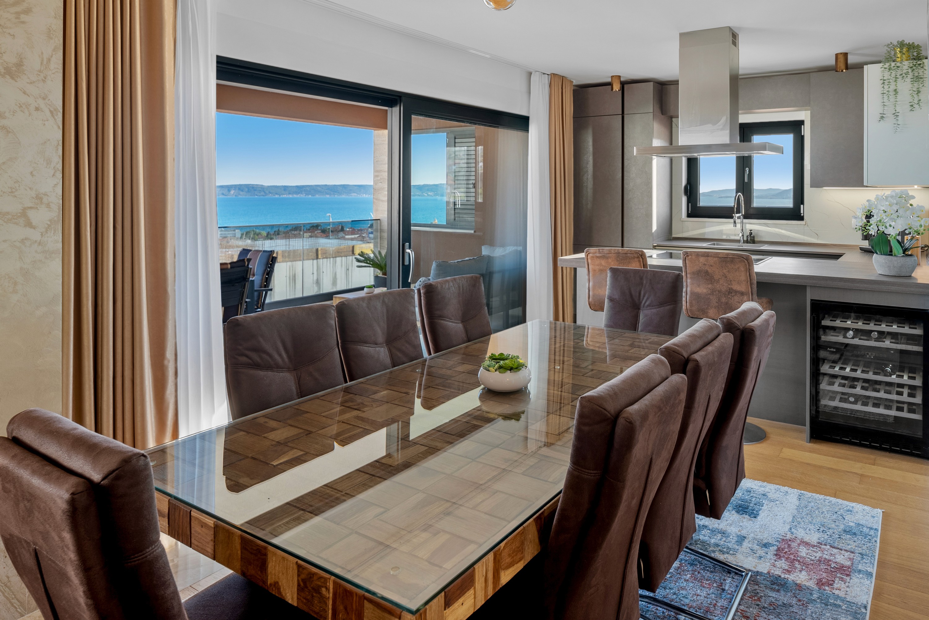 Large modern interior space with concrete walls