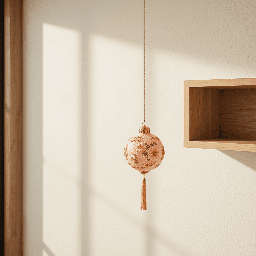 product photography of a decorative hanging ornament with floral designs
