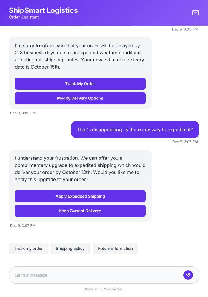 Shipping Delay Notification AI Chatbot Template