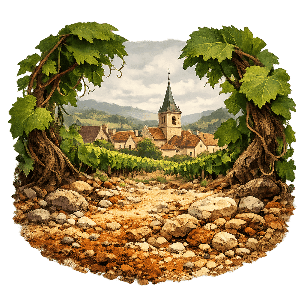 Detailed graphic of the Savigny-lès-Beaune wine region.