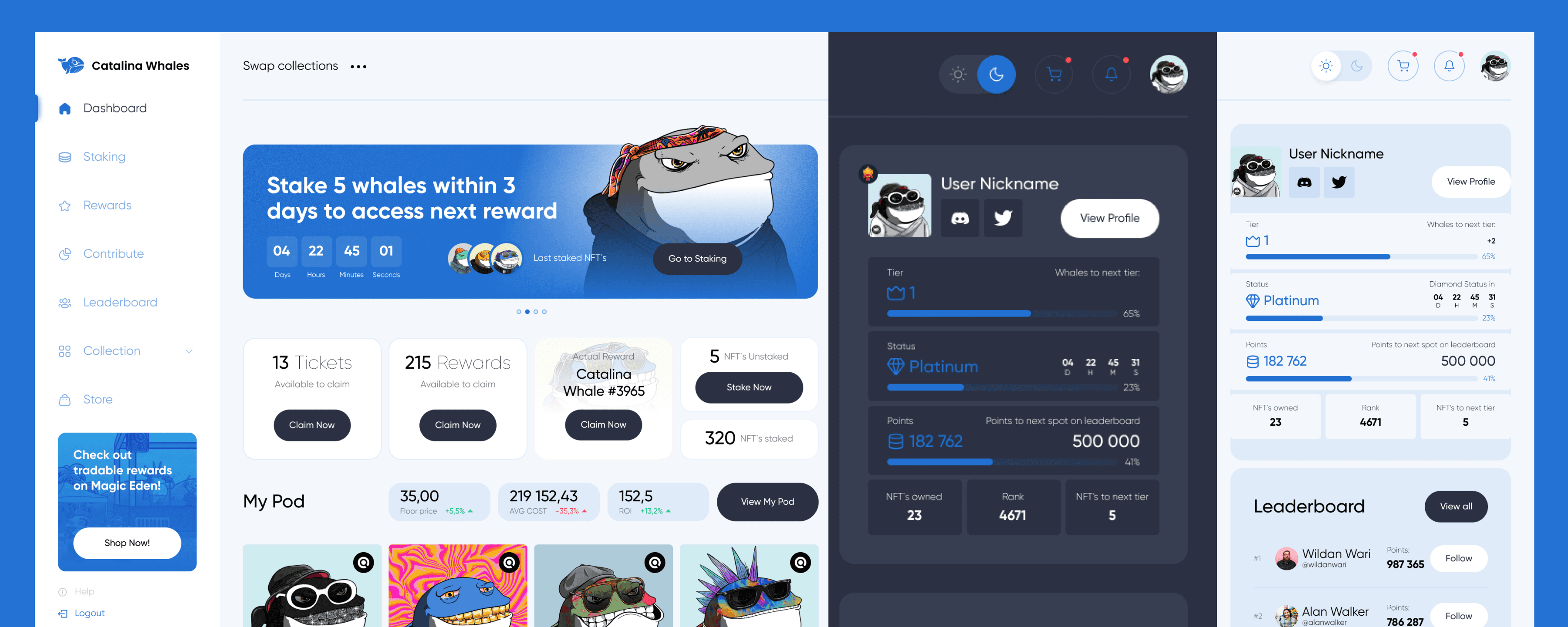 Staking Interface – Stake to Earn Pow Points | NFT Community Feature UI
