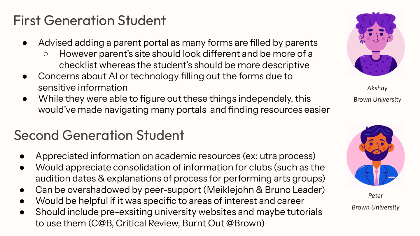 First-generation and second-generation student feedback