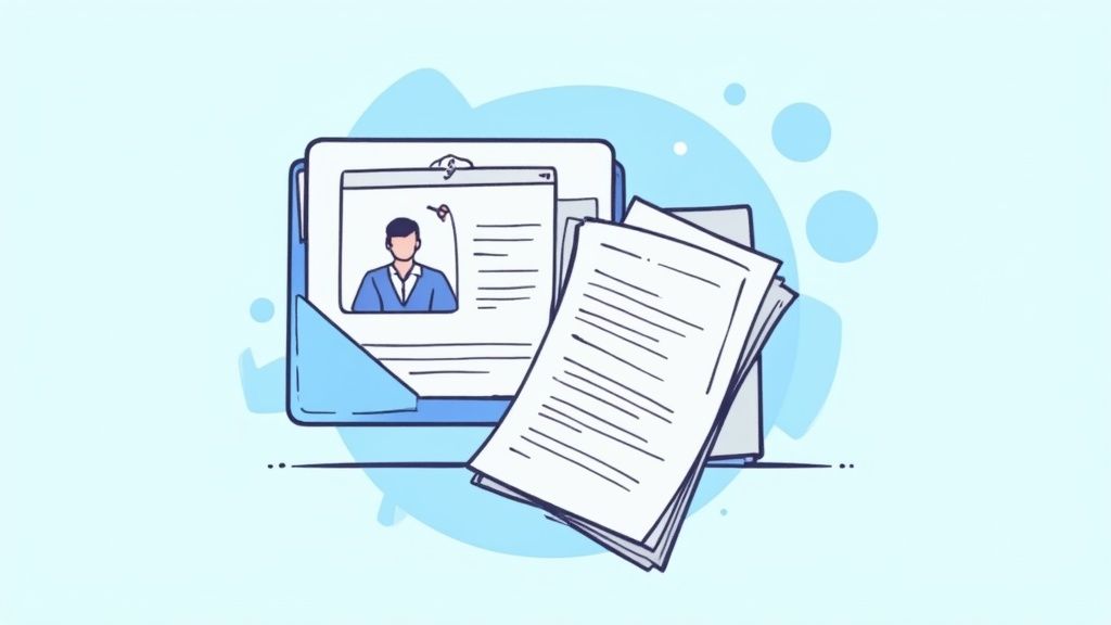 Eine Frau sitzt konzentriert an einem Schreibtisch und optimiert ihren Lebenslauf für die Bewerbung im öffentlichen Dienst.