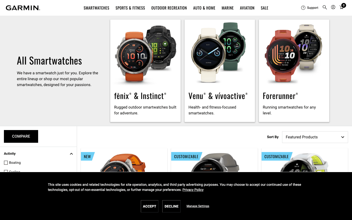 Garmin smartwatch lineup