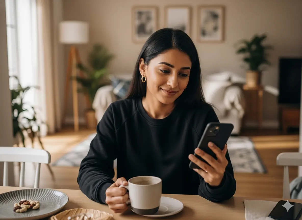 A woman uploading documents from her phone to share with her advisor digitally