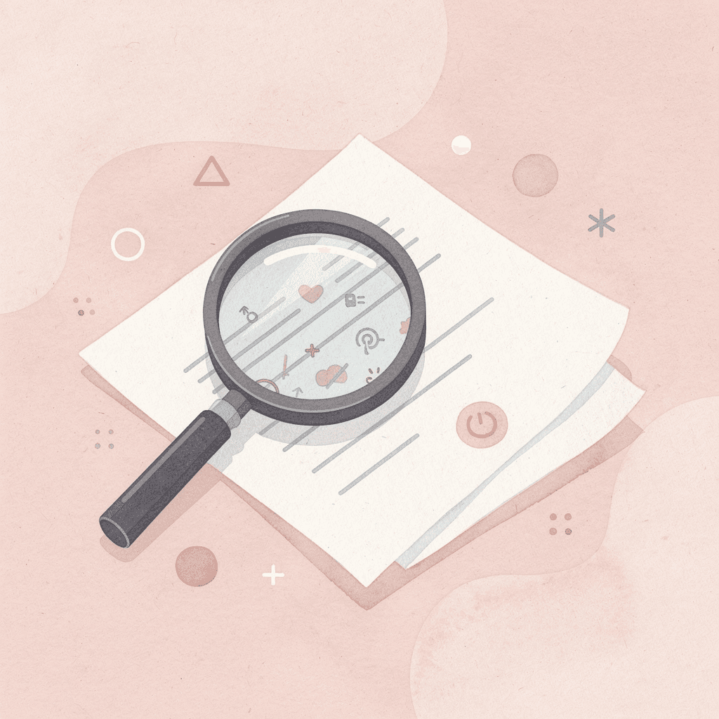 Magnifying glass examining application elements representing comprehensive evaluation