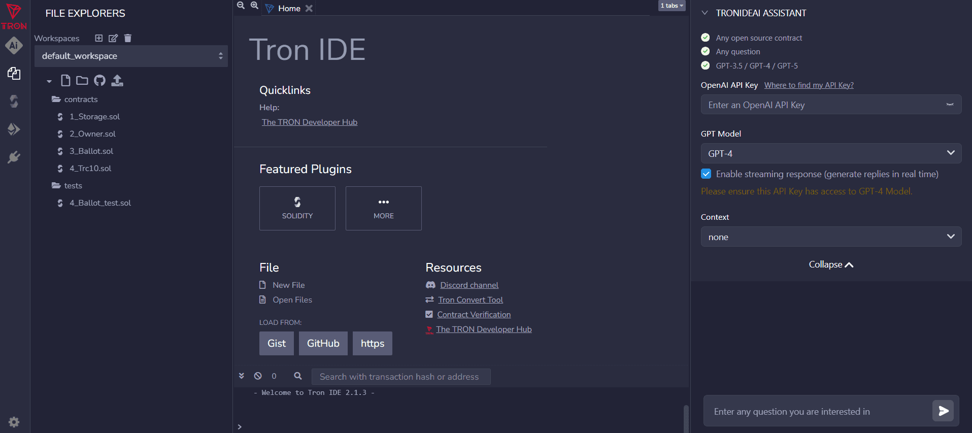 Develop smart contracts on TRON IDE