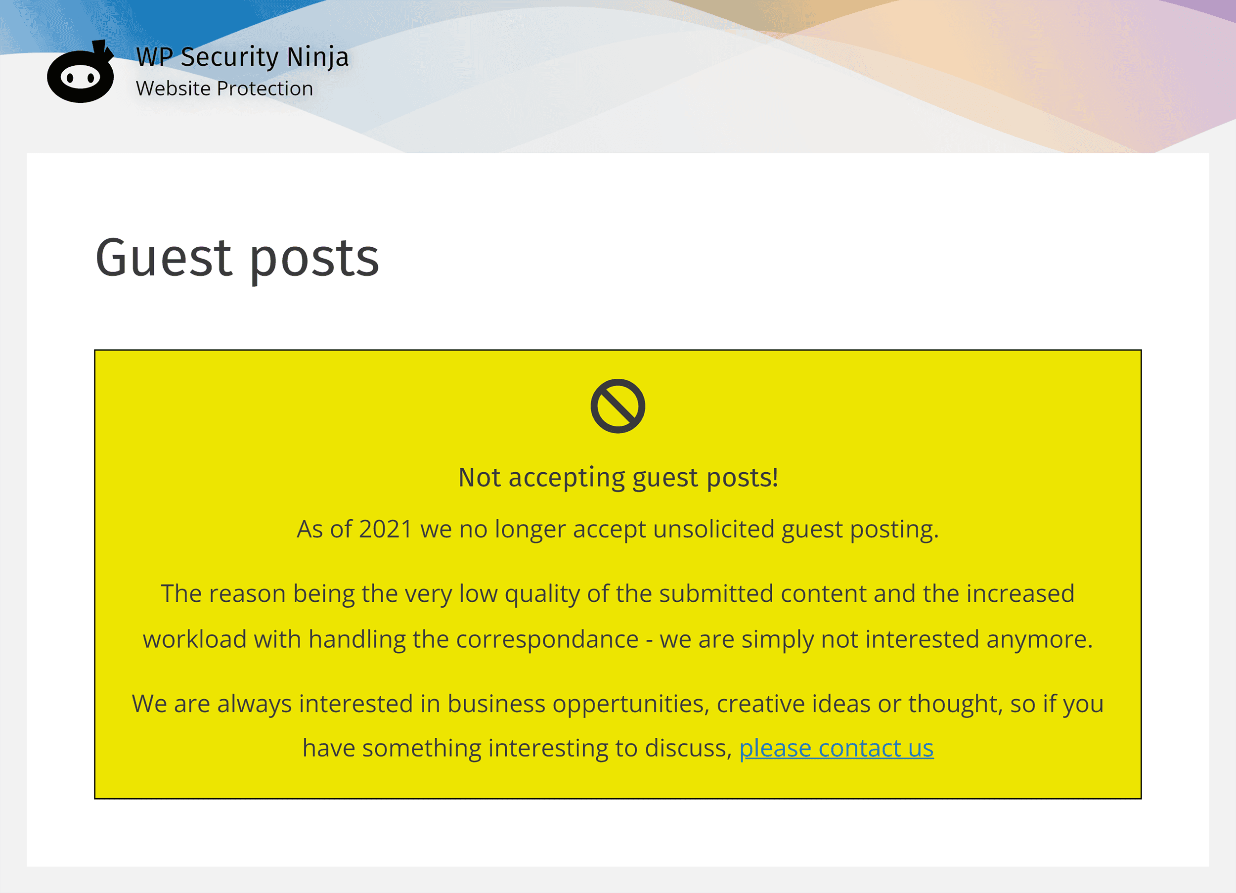 WP Security Ninja – Guest posts