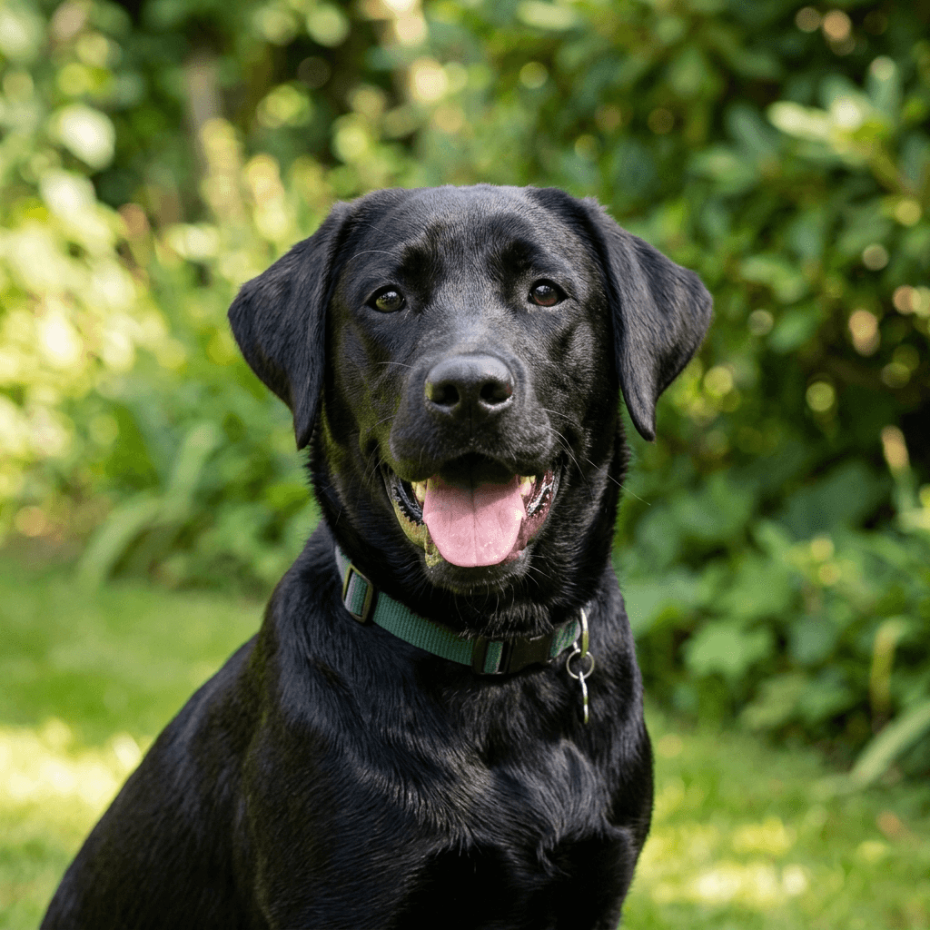dog black lab smiling