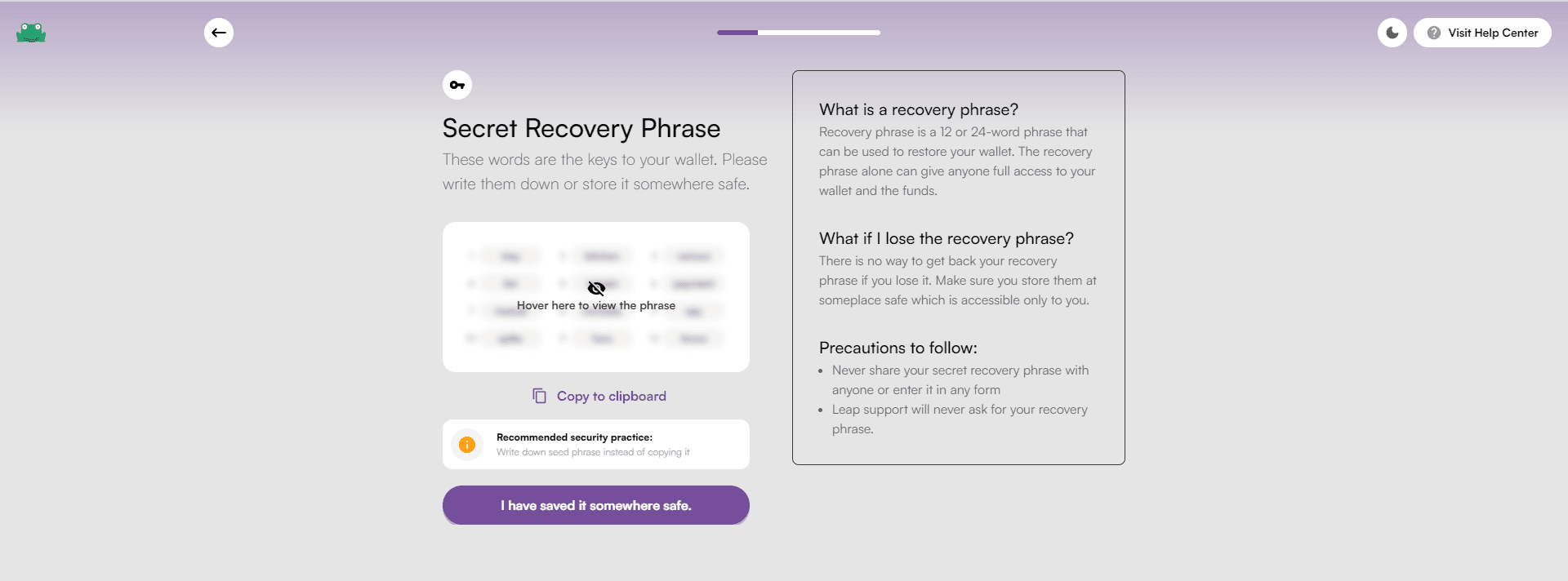 Secret Recovery Phrase