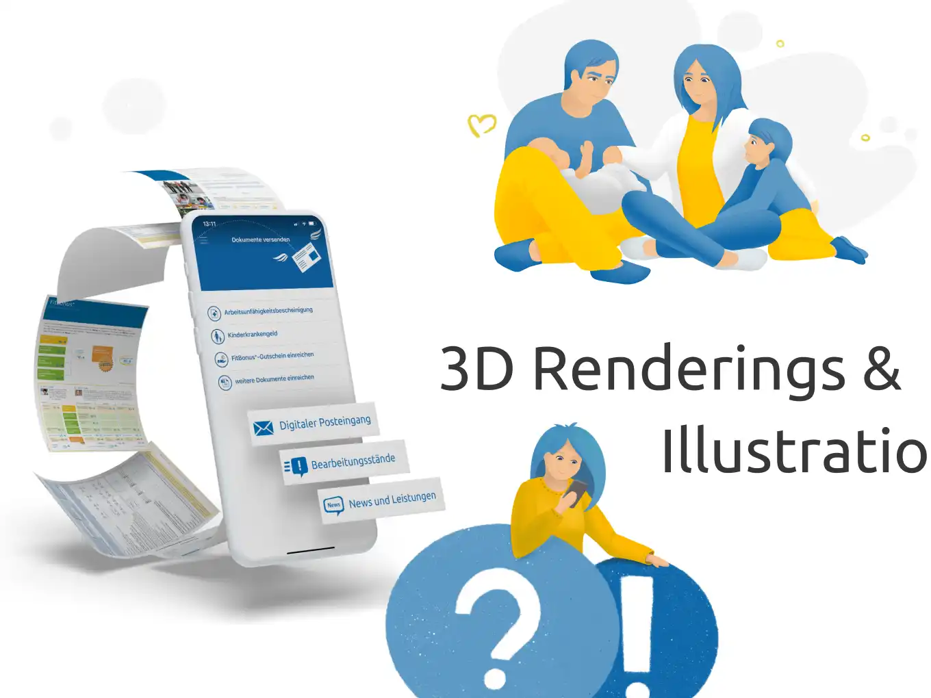 Abbildung von 3D Renderings und Illustrationen