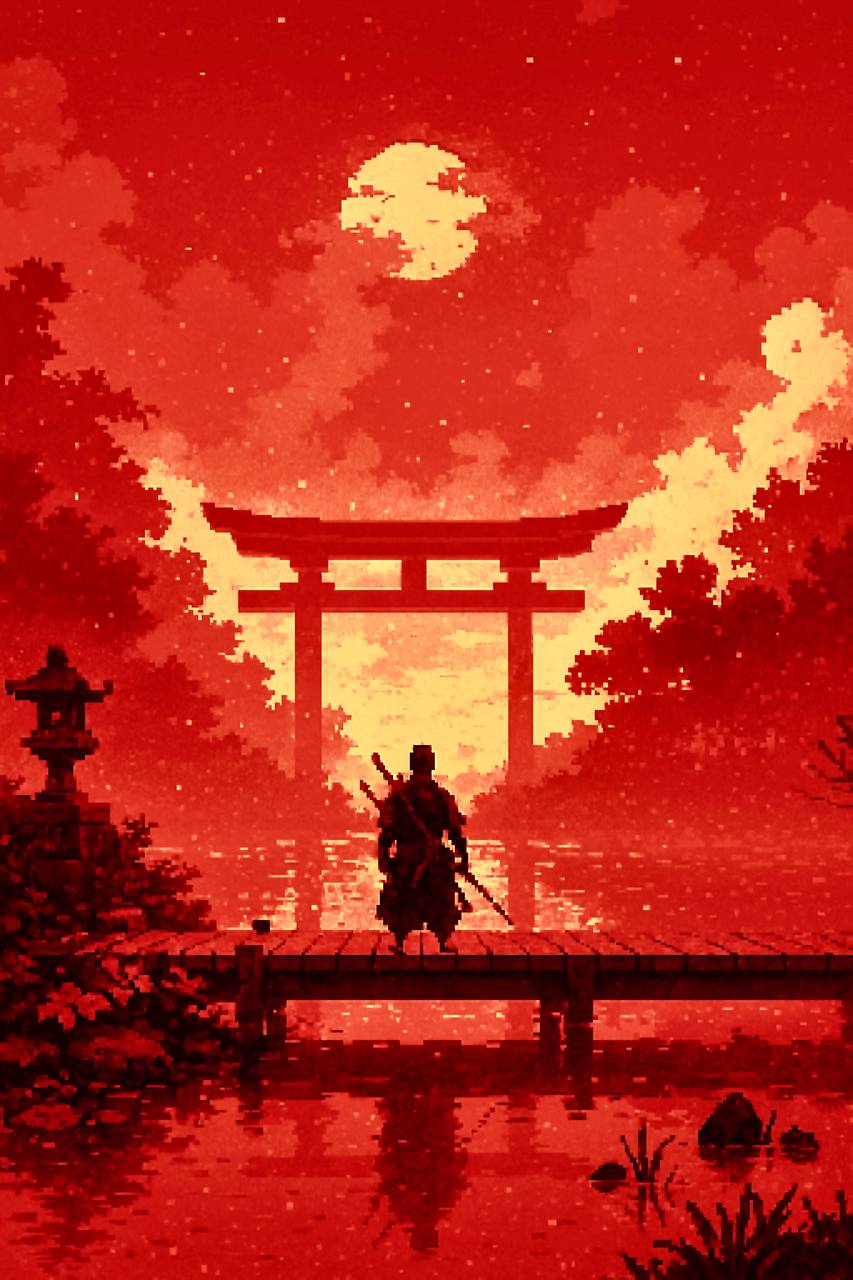 Sunset, Samurai, Torii