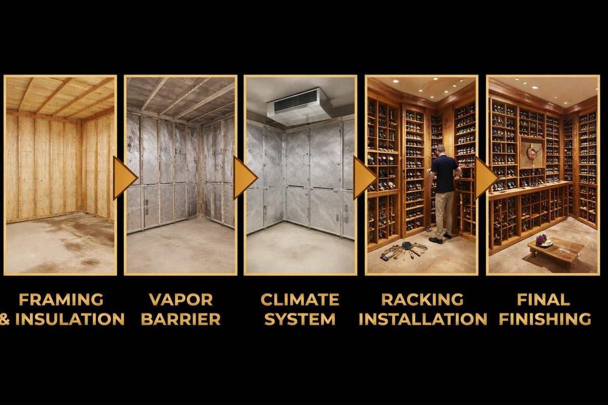Commercial wine cellar construction phases