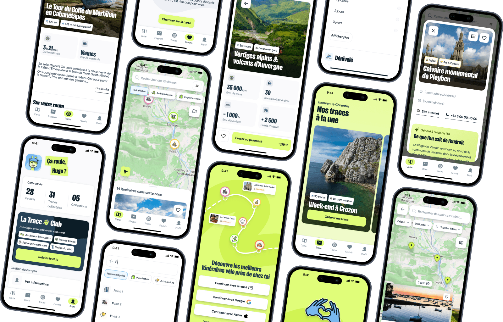 La Trace mobile app screens