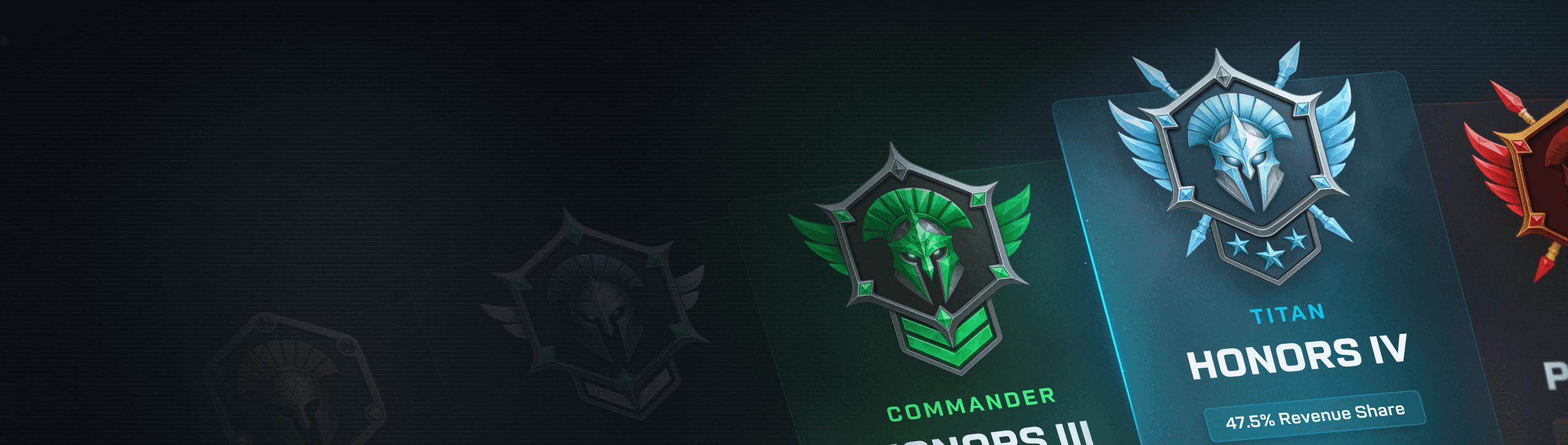 Your Referral Honor Ranks. Climb through your Honor Ranks to unlock up to 50% revenue share that extends 5 layers deep. 4x Honor Tiers Each unlocking better rewards.