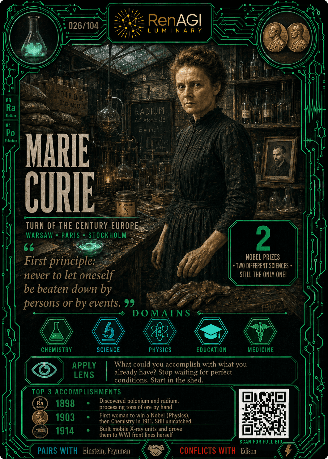 Marie Curie Luminary card