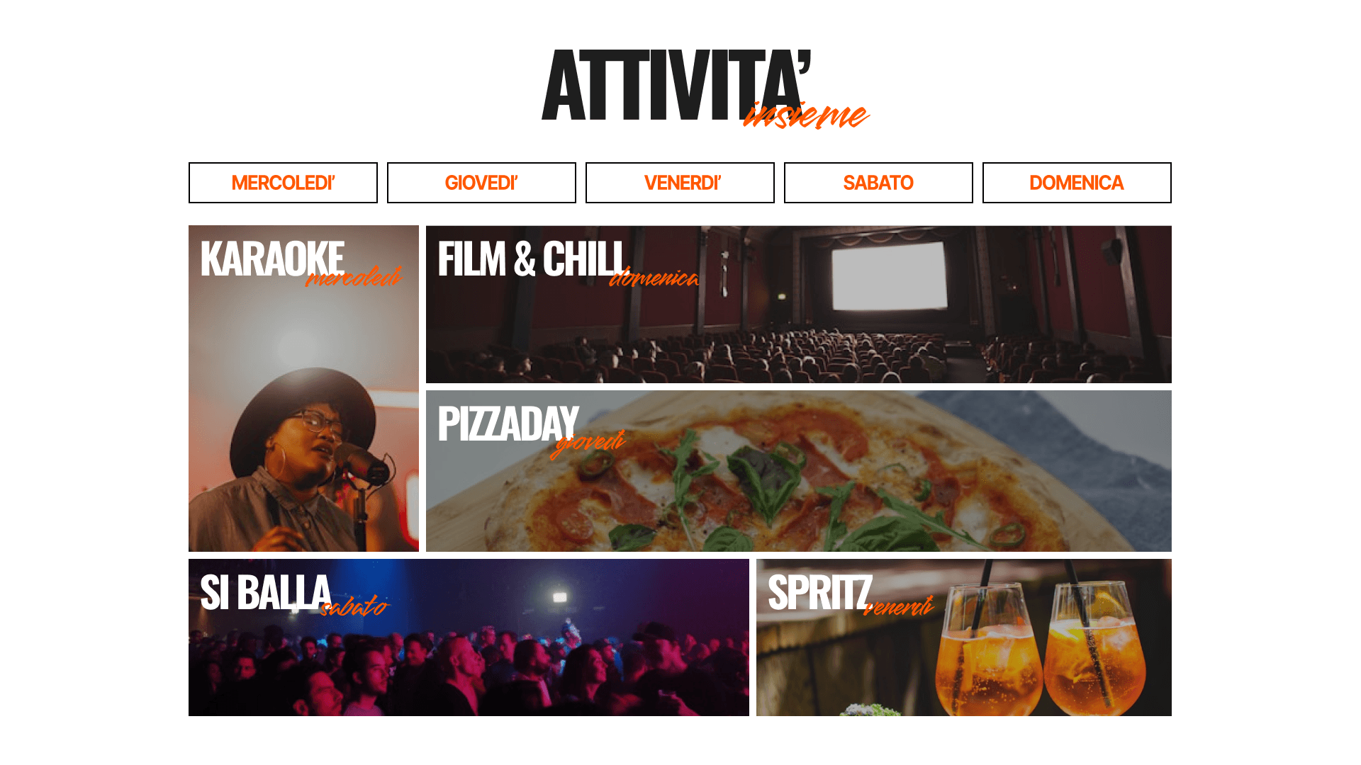 Walkin' hostel bento grid attività