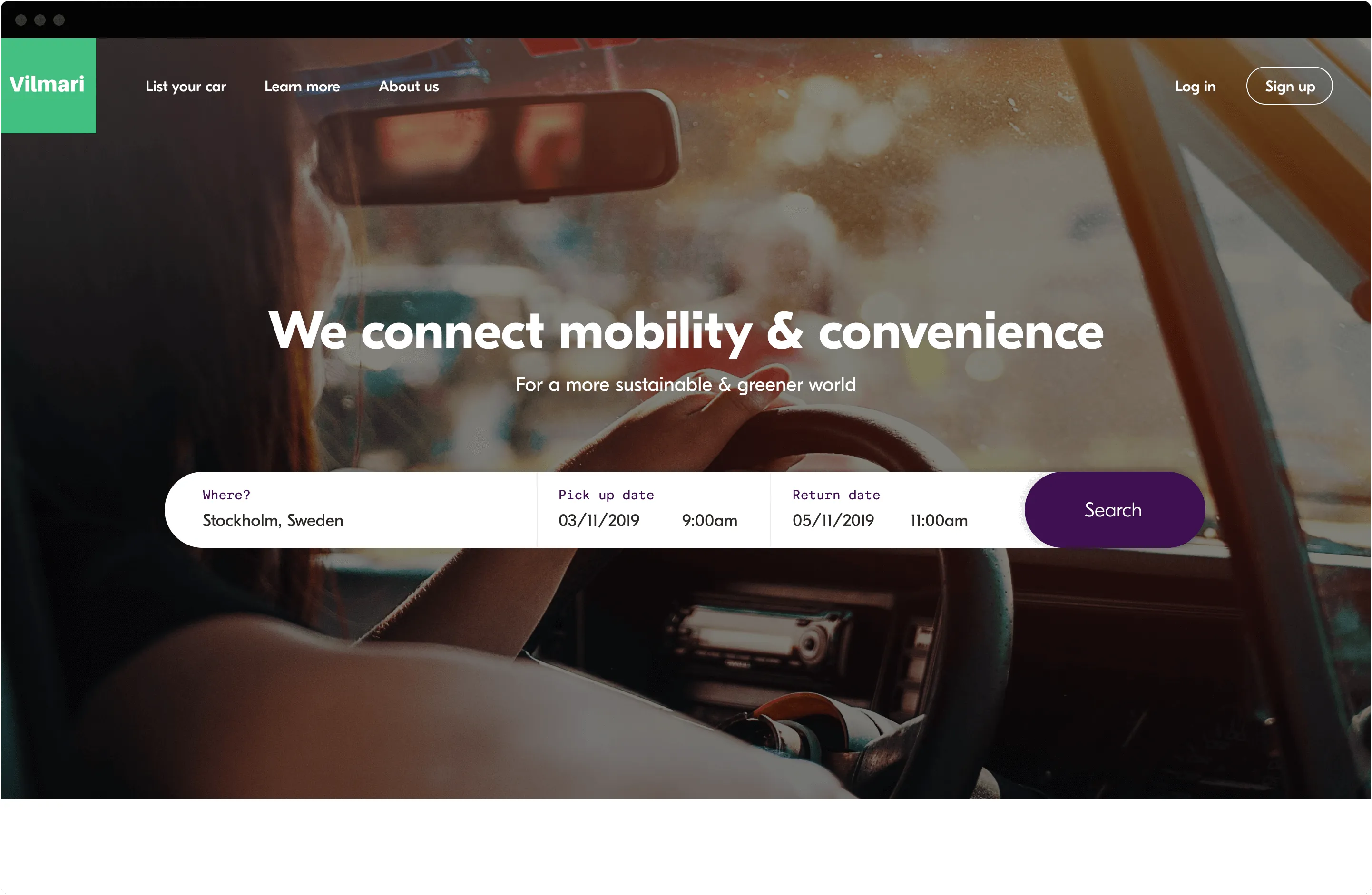 Homepage concept with a large search bar