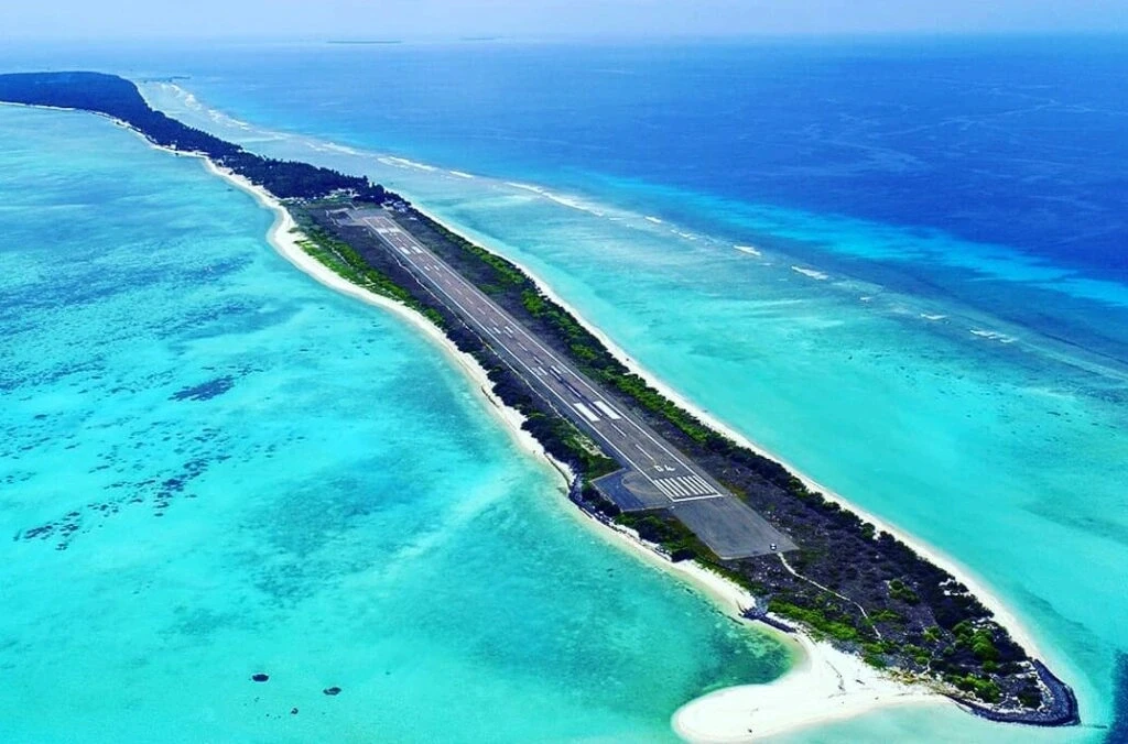 Agatti Island airport aerial view