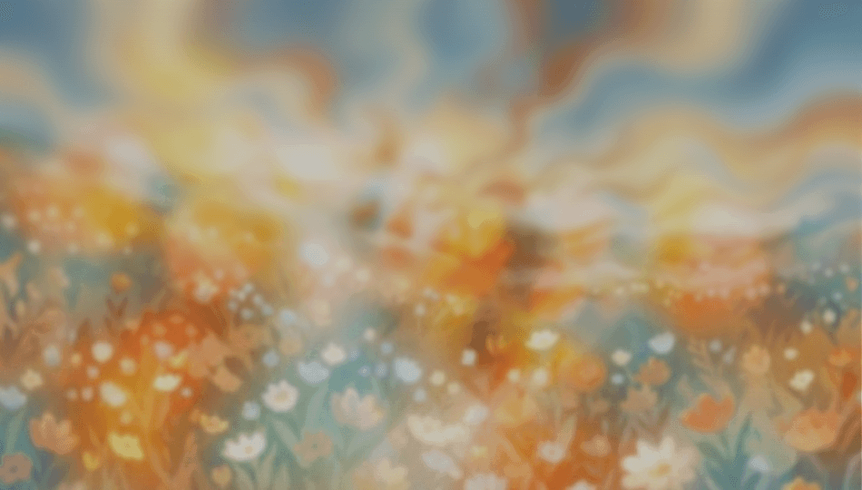 image of a flower field with a noise and blur effect