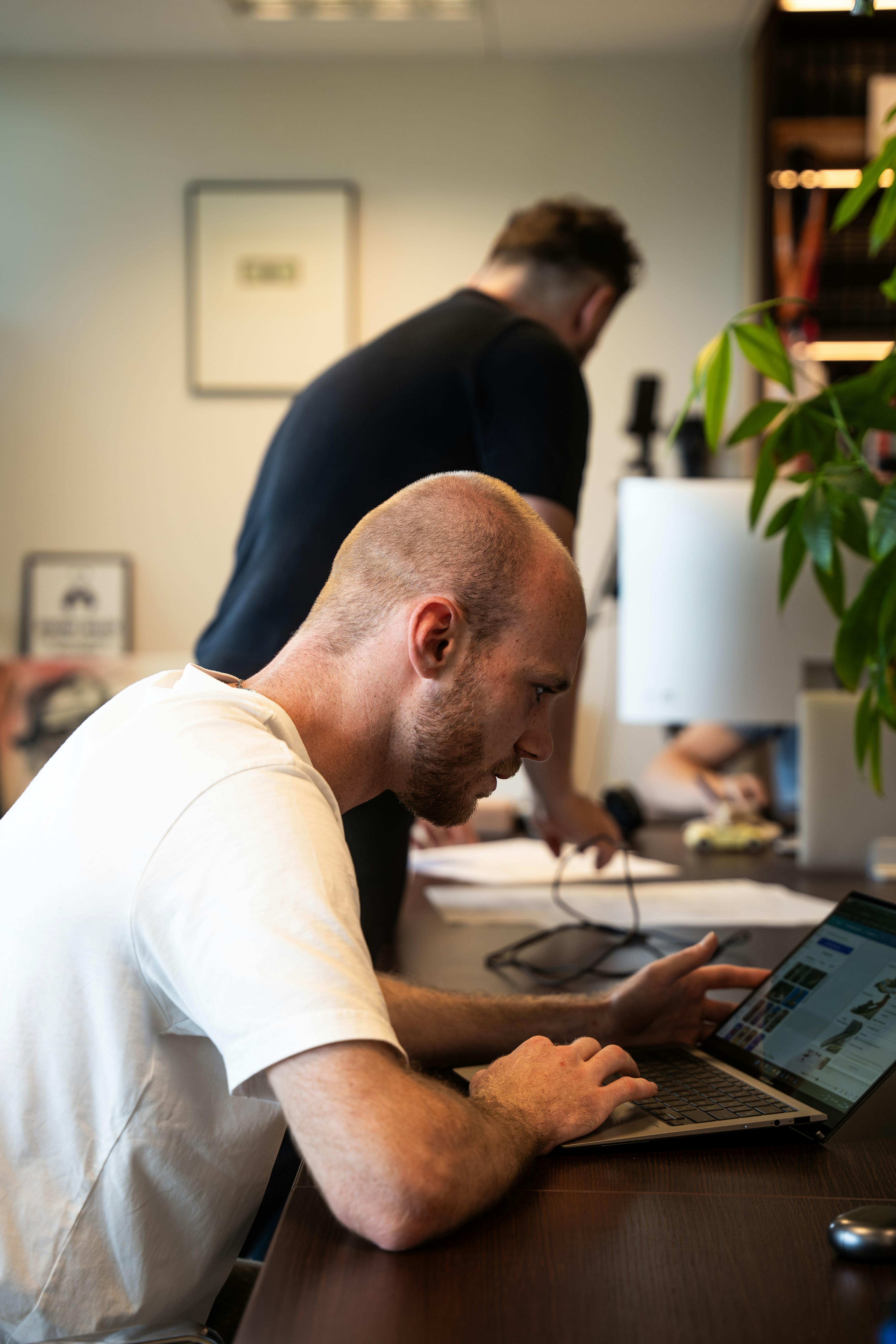 a group of people sitting in a room