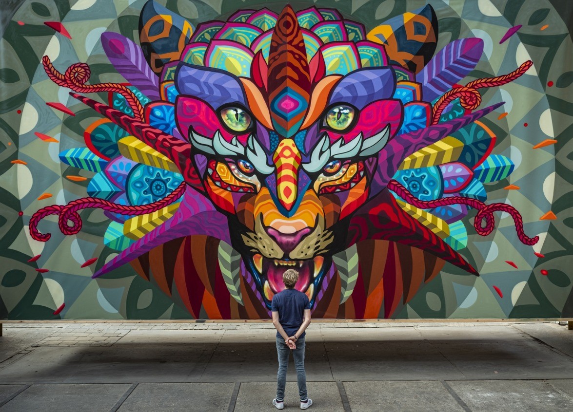 A large mural on the route