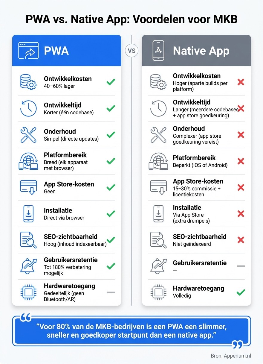 PWA vs. Native App: Voordelen voor MKB op een Rij
