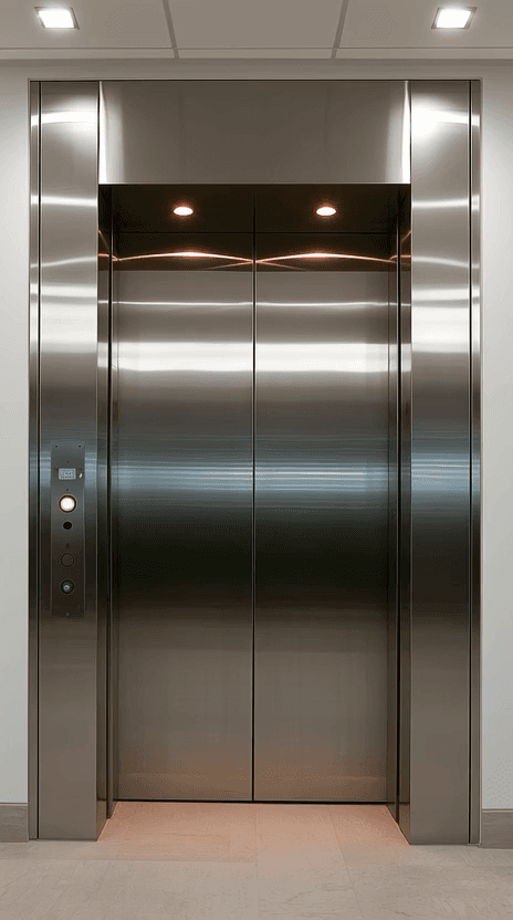Closed elevator doors