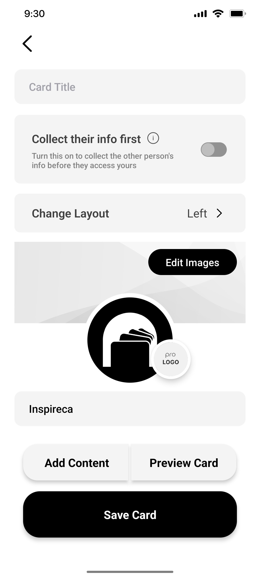 Popl Save Card Screen
