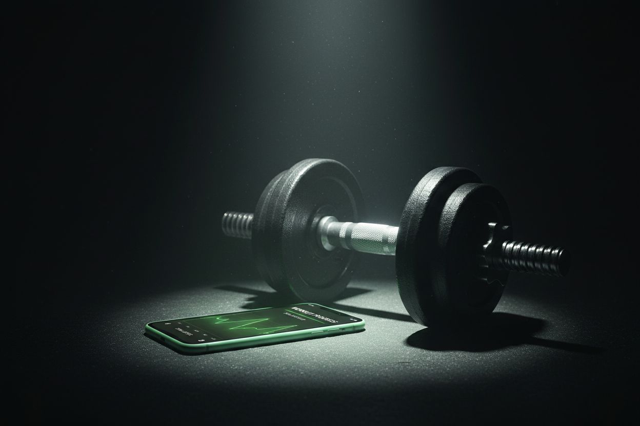 A phone showing workout progress graphs
