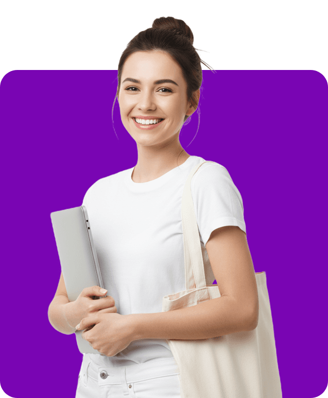 student carrying laptop