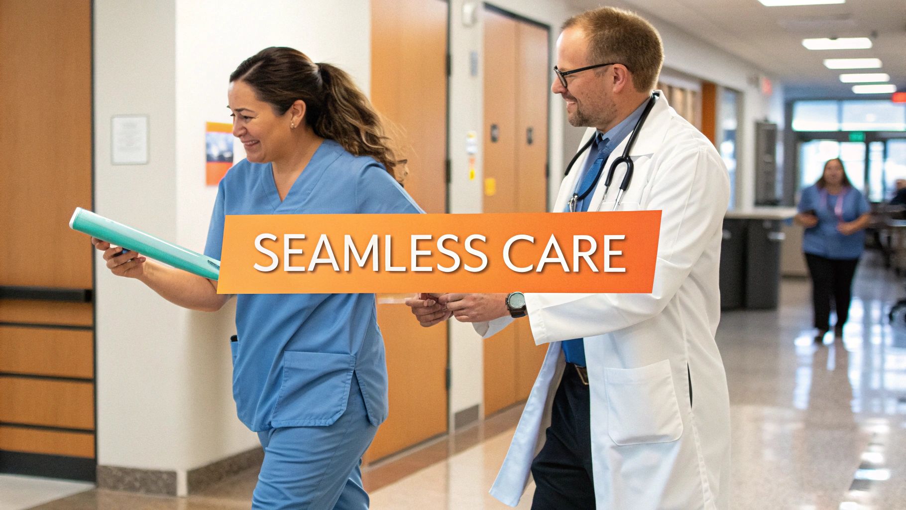 A group of diverse healthcare professionals collaborating together.