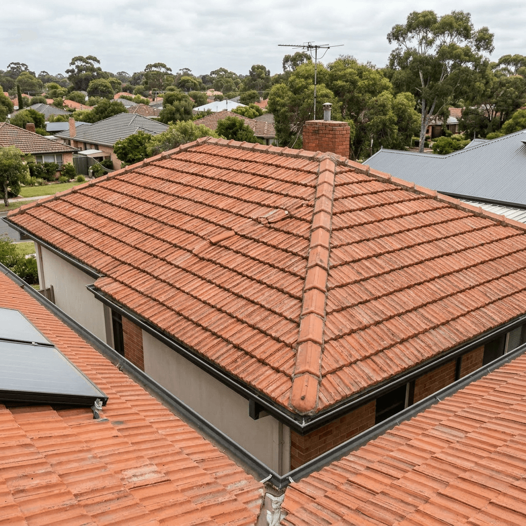 Clean roof tiles after pressure wash