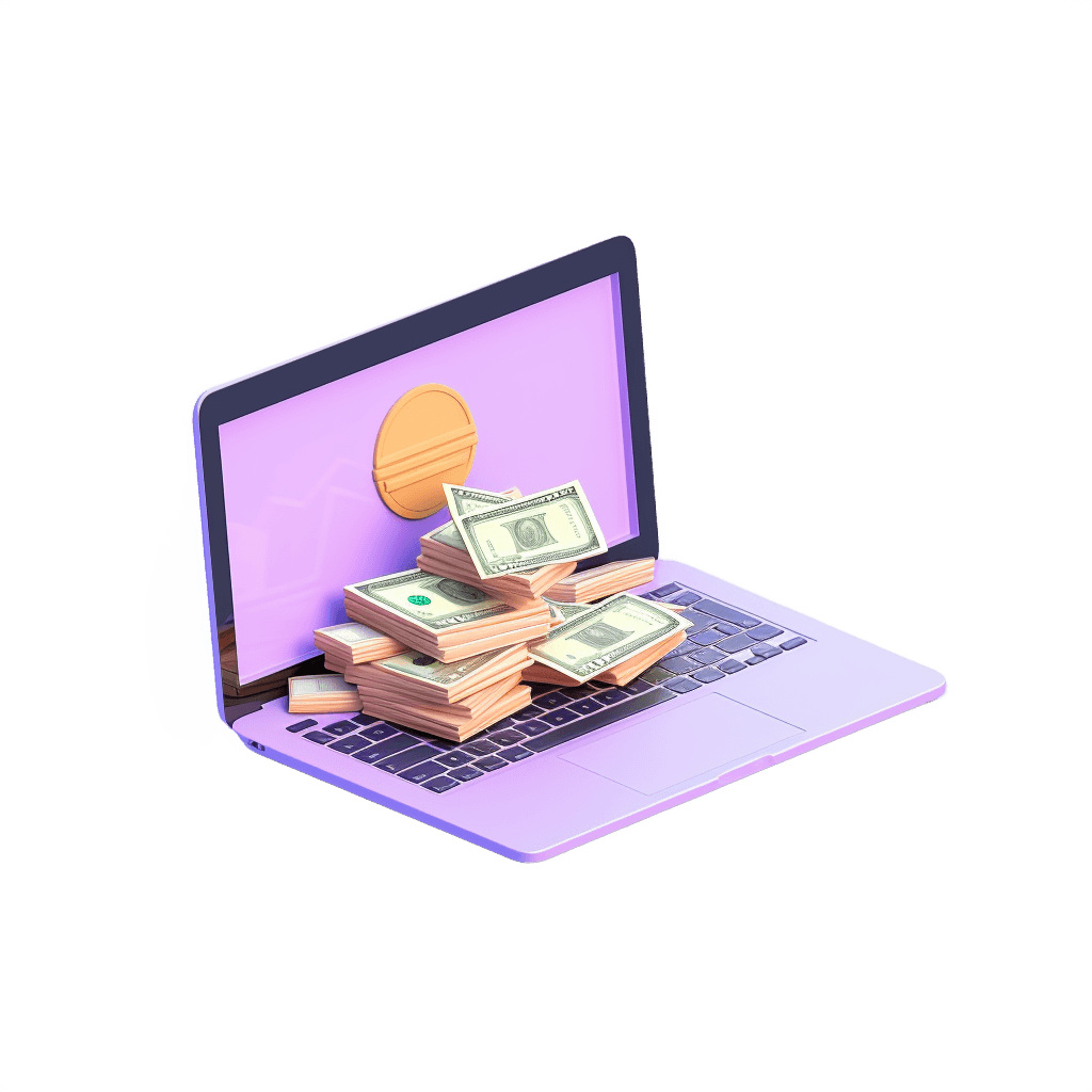 Laptop with cash 3d icon