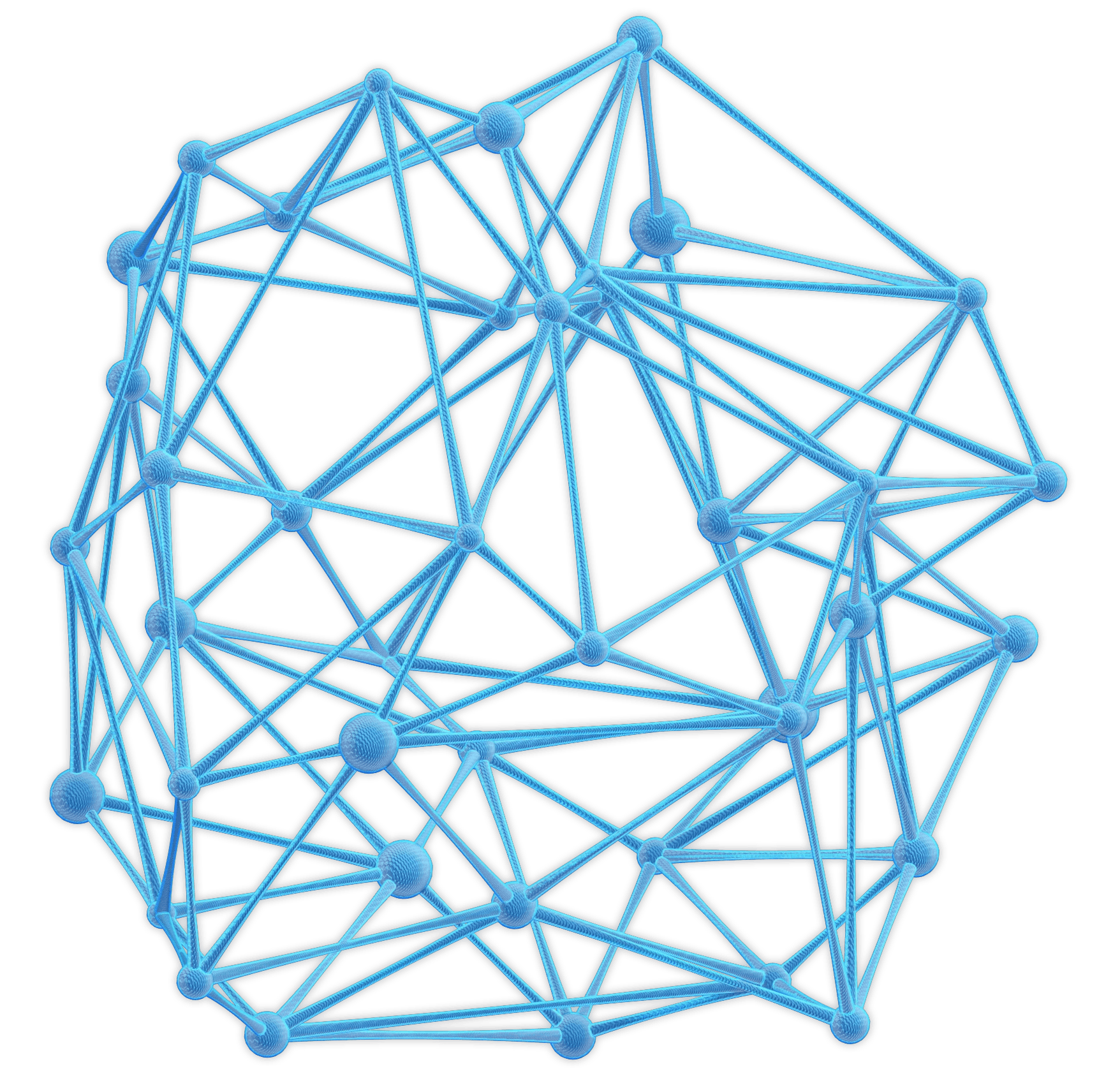 Network of blue interconnected nodes representing connectivity and integration