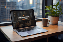 Mockup du site web de Léni affichant un appel découverte avec l’inscription Parlons de votre projet, visible sur un ordinateur portable posé près d’une plante et d’une tasse.