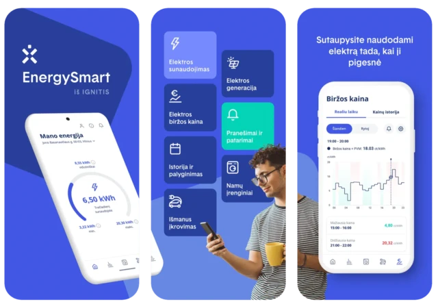 ignitis app energy usage data 